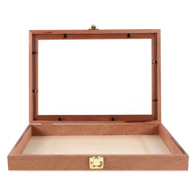 HIAKDOFT Versatile Wooden Display Box with Clear Cover for Organizing Butterfly and Flower Specimens