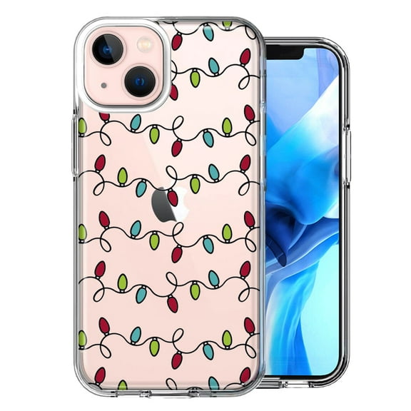 MUNDAZE Case for Apple iPhone 15 Plus Hybrid Shockproof Slim Hard Soft TPU Shell Heavy Duty Protective Phone Cover - Vintage Christmas String lights