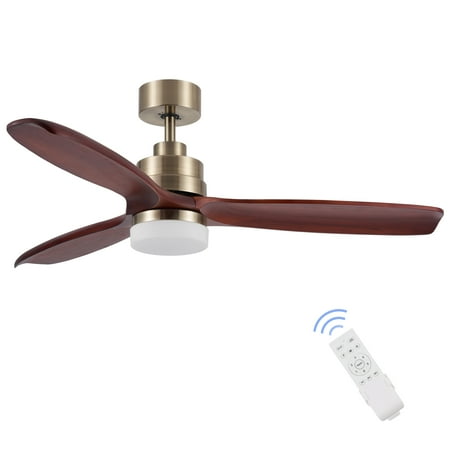 

Bestco 52 Modern 3 Blade Ceiling Fan with 18W LED Remote Control Walnut Finish & More