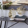 thumbnail image 2 of 9", 10"H Gold Aluminum Metal Leaf Sculpture, by DecMode (2 Count), 2 of 9