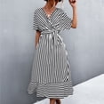 thumbnail image 1 of Robe d'Été pour Femmes 2024 Mode Grande Taille Couleur Volant Élégante Ample Manches Courtes Col Rond Robe 50 % de Réduction Liquidation!, 1 of 9
