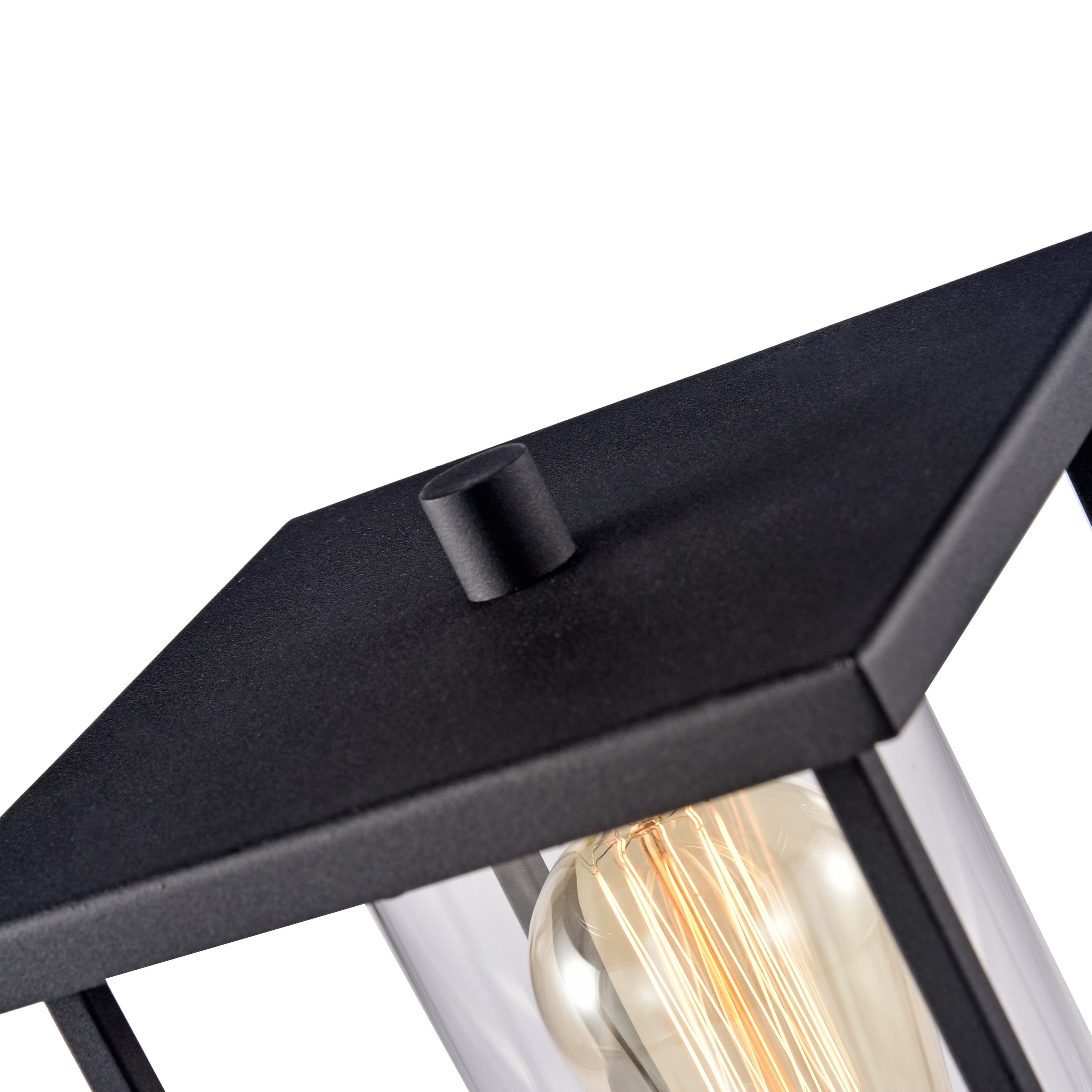 C Cattleya 1-Light Black Outdoor Post Light with Clear Glass Shade Waterproof Lantern Lighting Fixtures(E26)
