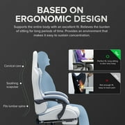 GTRACING GTW-300 Ergonomic Adjustable Height Reclining Fabric Gaming Chair , Gray/Blue