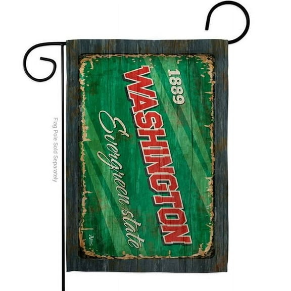 Americana Home & Garden G142992-BO 13 x 18.5 in. Washington Vintage American State Garden Flag with Double-Sided Horizontal House Decoration Banner Yard Gift