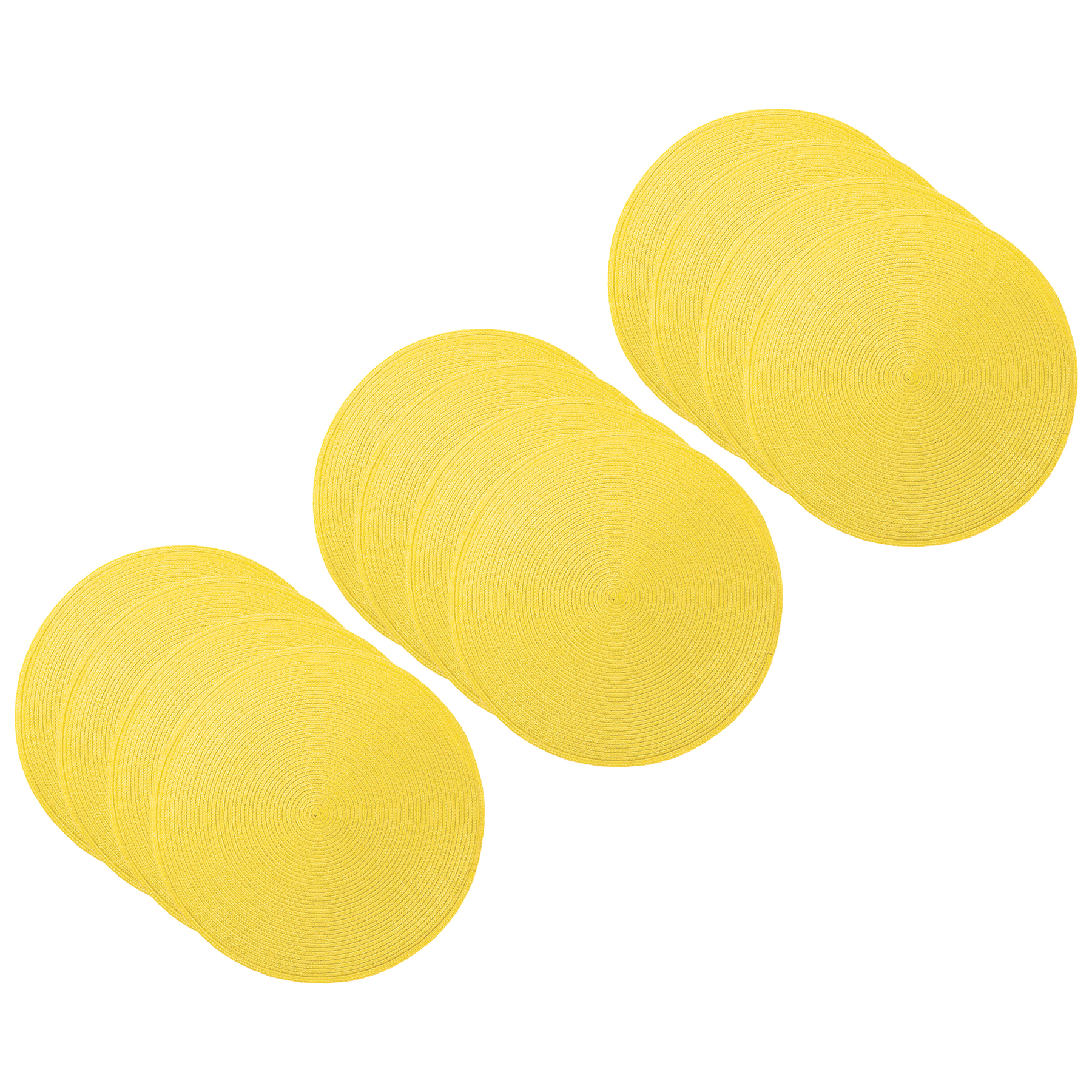 RITZ Woven Round Placemat Set, 12-Pack, Sun, 15'
