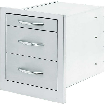 - 18 in. Wide Outdoor Kitchen Stainless Steel 3-Drawer Storage
