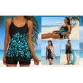 thumbnail image 2 of Tankini Swimsuits for Women Summer Beach Sports Flower Bathing Suit Two Piece Sleeveless Vest with Elastic Waisted Shorts Black Swimsuit Sets,Size S-2XL, 2 of 8