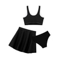 thumbnail image 2 of YONGHS Girls 3 Piece Bikini Bathing Suit Swimsuit Swimwear Cropped Tankini with Swim Skirts Black 8Y/130, 2 of 6