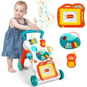 Hot Bee Baby Walker and Learning Doodle Board Table Center, Perfect Learning Toys for Early Development & Playtime, Birth Gift for Infants 6-12 Months Girls Boys