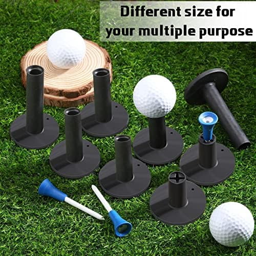 RibRave 12 Pieces Golf Range Tees Set Rubber Golf Tees for Mats Driving Range 6 Pieces for Practice Mat Mixed Size