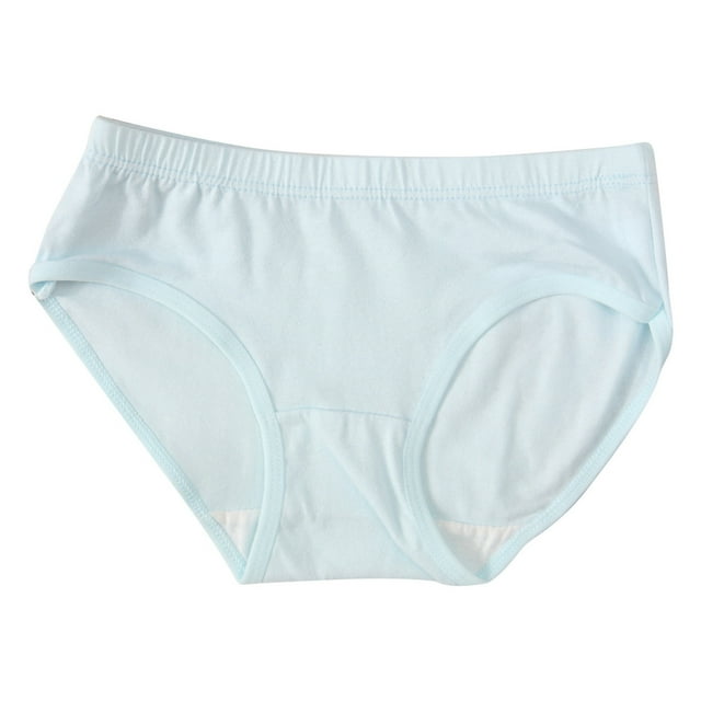 Solid Color Girls Underwear Comfortable Breathable Briefs for Children Soft Everyday Panties(Color:Blue,Size:3-8v)