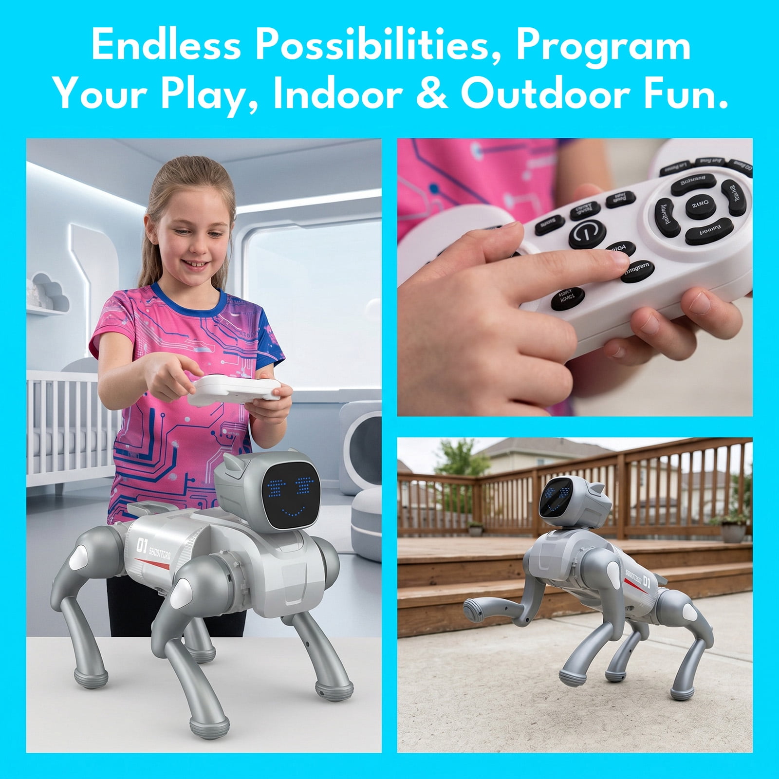 Gmdisc RC Smart Robot Dog Toy, Interactive Robot Toys with Voice & App Control, 30+ Actions, Durable Design Programmable Pet Toy, Christmas Birthday Gift for Kids 6-12