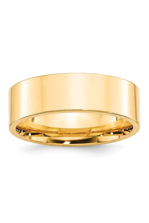Real 14kt Yellow Gold 7mm Standard Flat Comfort Fit Band Size 14; for Adults and Teens; for Women and Men