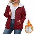 thumbnail image 2 of Bibifish Womens Jackets Oversized Fall Winter Warm Fleece Zip Up Hooded Jackets Casual Long Sleeve Solid Color Soft Outerwear Coats With Pocket, 2 of 5