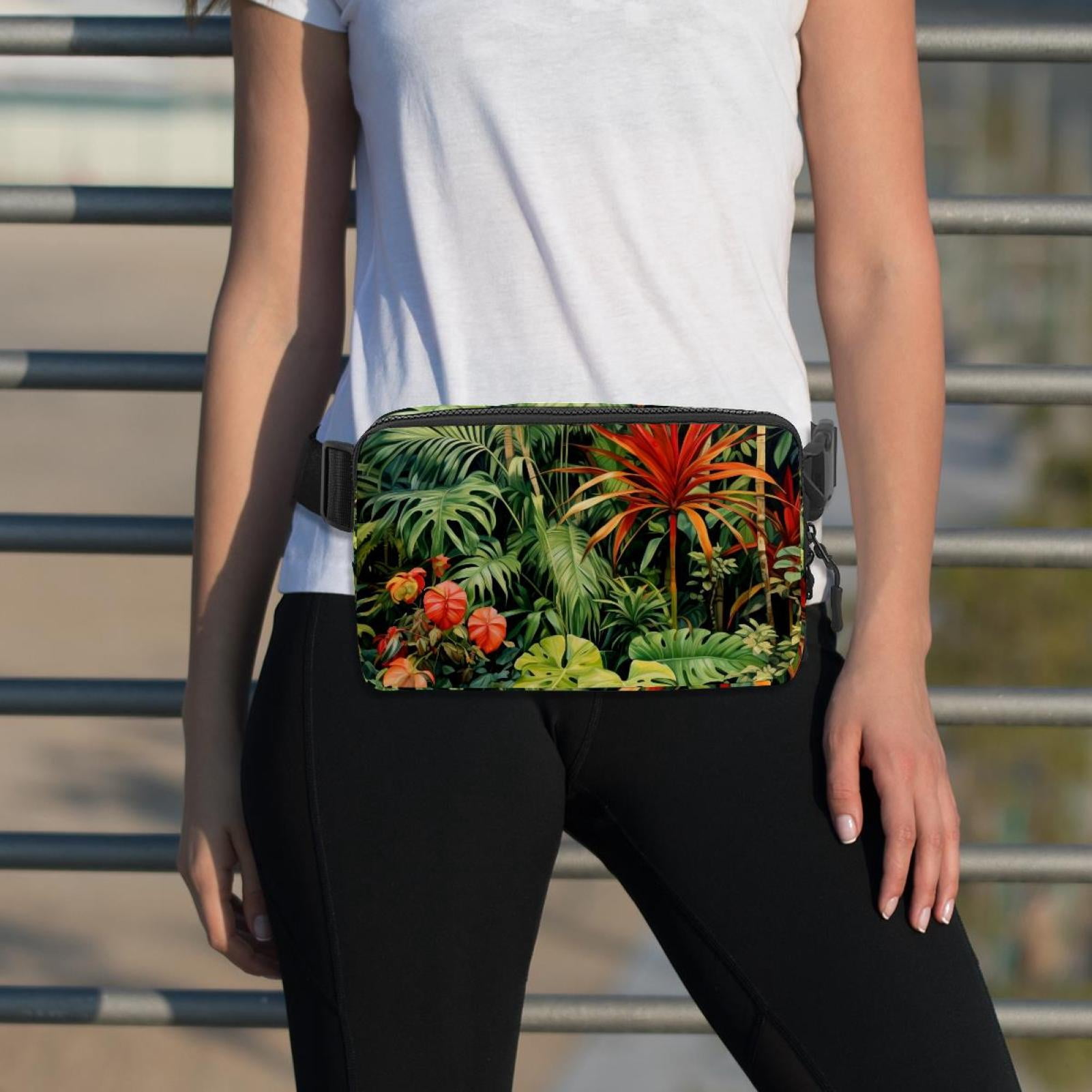 Tropical plants Running Belt Fanny Packs Waist Packs with Extension Strap Unisex Lightweight Adjustable