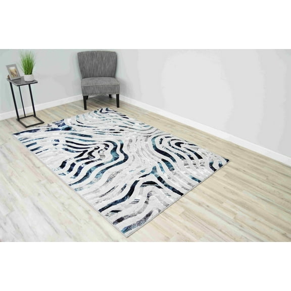 OXFORD Modern Stylish Living Room Rug Design 7001 - 7'8"x10'8", Blue
