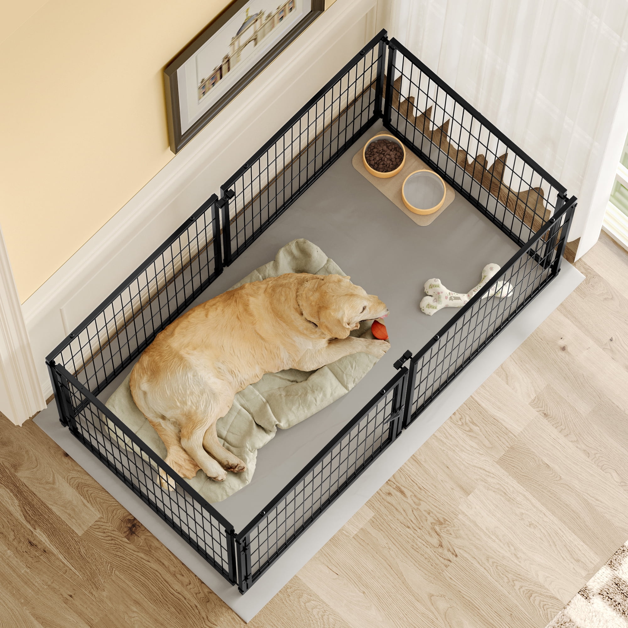 Jopath 63.7" Indoor Dog Cage with Top Pet Cage Dog Kennel for Medium Dogs Puppy Dog Playpen Black 63.7"L x 34.2"W x 31.7"H