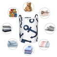 thumbnail image 6 of Balery Navy Blue Anchor Round Laundry Basket with Handles Waterproof Freestanding Laundry Hamper for Clothes Toys in the Dorm and Family-Medium, 6 of 8