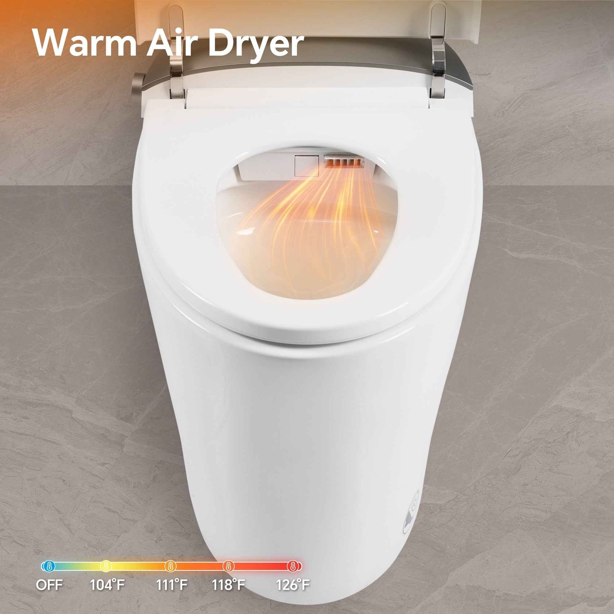 ADA Height Smart Bidet Toilet with Heated Seat, Auto Flush, Warm Air Dryer, and Multiple Wash Modes
