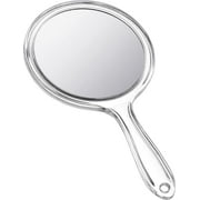 Jetec Hand Mirror Double-Sided Handheld Mirror 1X/ 2X Magnifying Mirror with Handle Transparent Hand Mirror Rounded Shape Makeup Mirror (Clear)