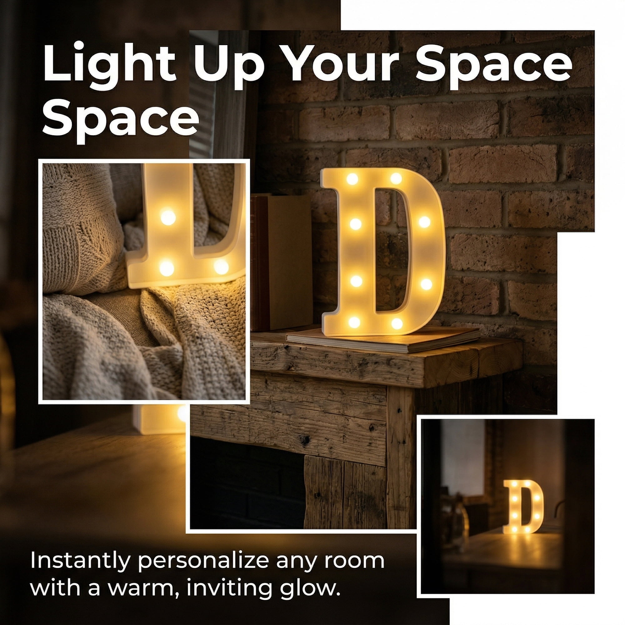 Unique Bargains Marquee Letters With Lights LED Light Up Signs Letter D 6.5"L x 1.5"W x 8.5"H