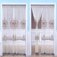 thumbnail image 3 of Cortinas de puerta bordadas con encaje de malla, sin perforaciones, de doble capa, transparentes, con borde ondulado, decorativas, de media cortina, 3 of 5