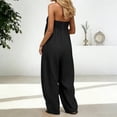 thumbnail image 2 of Women's Strapless Tube Jumpsuit, Adjustable Tie Front Bodice Wide Leg Outfit, Cotton Linen Blend Summer Casual Beachwear, Resort and Vacation Jumpsuit for Women​-Black, 2 of 7