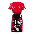 thumbnail image 4 of Jusqu'à 65 % de Réduction! Robes d'Été Mode pour Femmes 2024 Grande Taille Décontractée Col Rond Bretelles Manches Courtes Imprimé Floral Robe Ample avec Poche, 4 of 7