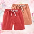 thumbnail image 3 of Ruyang Toddler Boys Shorts 2 Pack Cotton Linen Summer Casual Shorts Kids Solid Short Pants Wide Leg Drawstring Beach Chino Hot Pants, 3 of 3