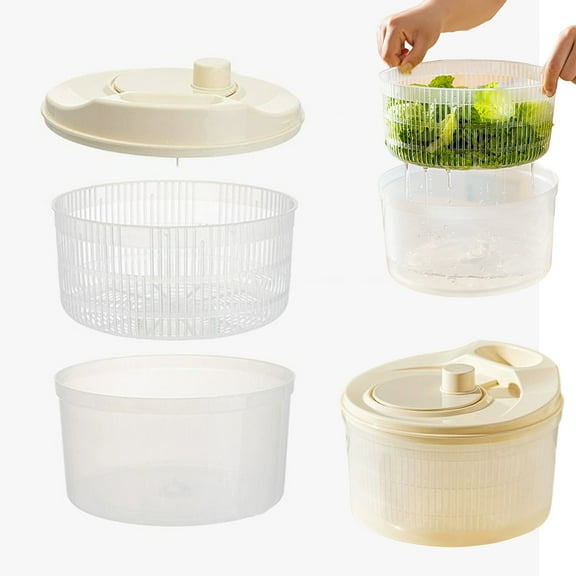 zierytyon High-Efficiency Salad Spinner Vegetable Dehydrator with Handle BPA Free Easy to Use Manual Vegetable Salad Spinner Drain Basket