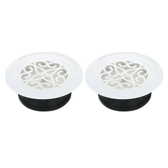 Uxcell 6 Inch Round Air Vent 2pcs Adjustable Ceiling Diffuser Grill Cover ABS Louver Soffit Vent with Screen White
