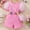 180#Pink, variant on gljltg Girl's Puff Cap Sleeve Crew Neck Dressy Belted Romper Cute Short Jumpsuit Small And Medium-sized Girls' Ribbed Back Body Jumpsuit With Bag