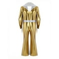 thumbnail image 2 of Moggemol Mens Shiny Metallic Overalls Disco Jumpsuit Tassel Fringe Bell Bottom Rompers Dance Costume Gold XL, 2 of 5