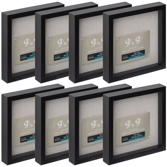 9" x 9" Black Belmont Shadow Box by Studio Decor - Memory Box Display Case for Keepsakes - Mementos - Memorabilia - Bulk 8 Pack