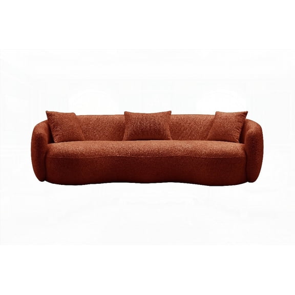 Mid Century Modern Boucle Curved Sofa - Orange, Comfortable & Stylish