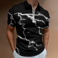 thumbnail image 2 of Black And White Lightning Men Zipper T-shirt Summer Casual Short Sleeve T-shirt Top, 2 of 7