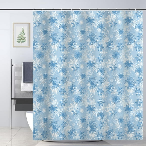 JOOCAR Snowflake Shower Curtain for Bathroom Decoration Fabric Shower Curtain set with 12 Hooks,72x72
