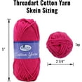 thumbnail image 2 of 6 Pack Threadart 100% Pure Cotton Crochet Yarn | 50 gram Skeins | Worsted Medium #4 Yarn | 85 yds per Skein | 30 Colors Available | Dark Green #3540, 2 of 8