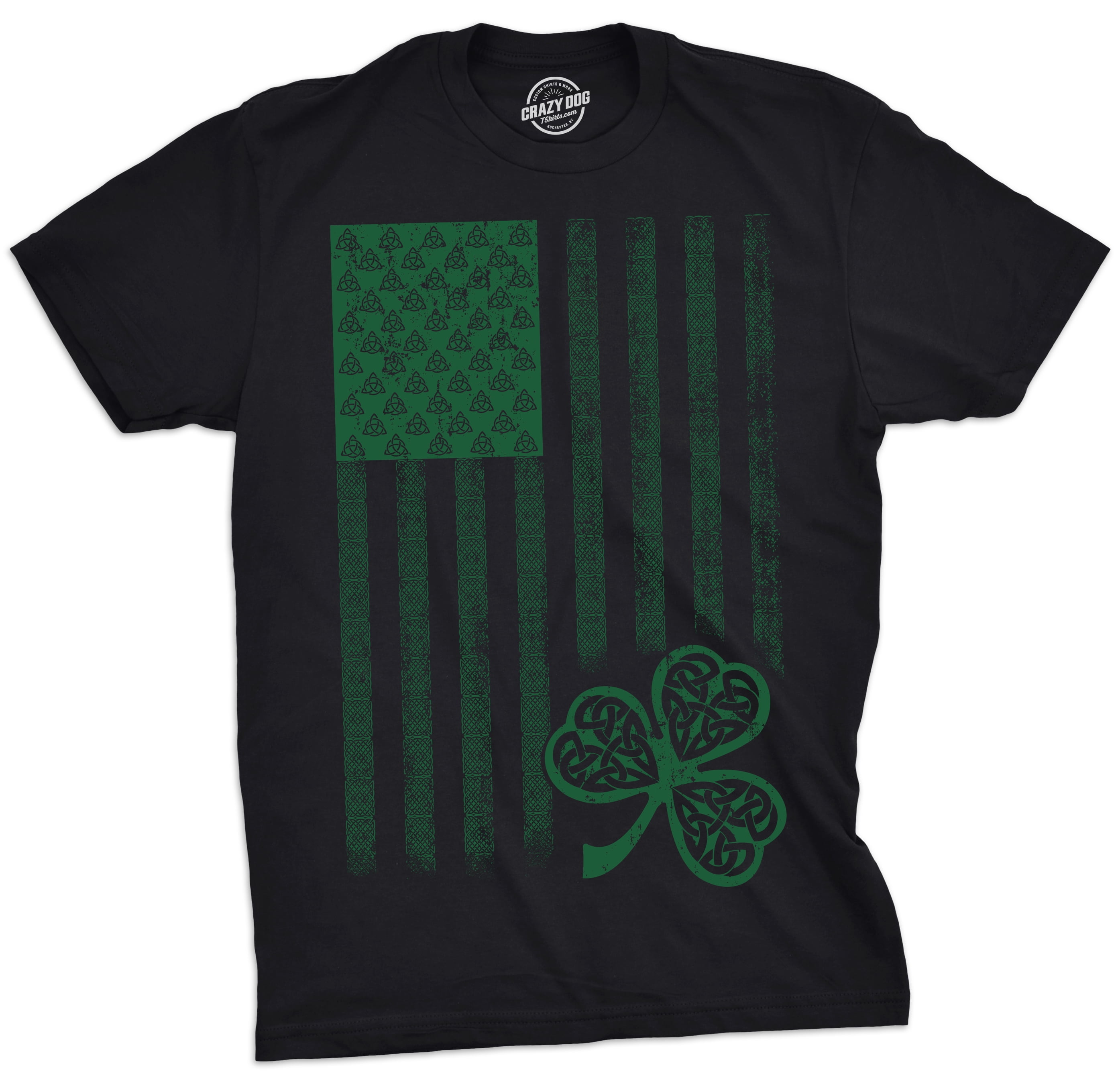 Mens Celtic USA Flag T Shirt Clover Graphic Cool Saint Patricks Day Tee 