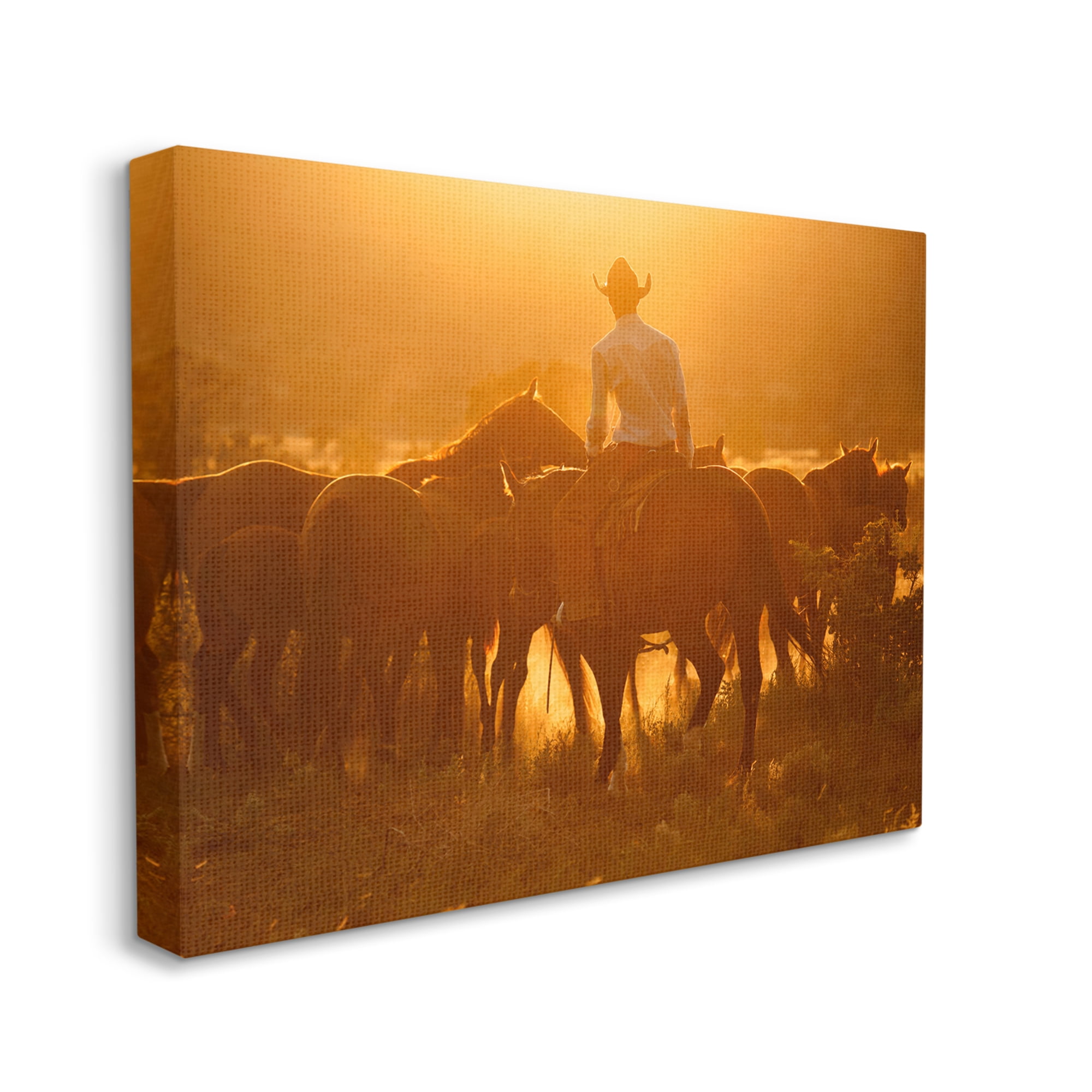 Stupell Industries Warm Sunlit Cowboy Riding Horse Rural Ranch Photograph Gallery Wrapped Canvas Print Wall Art, Design by Lisa Dearing