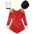 thumbnail image 7 of iiniim Women's Ringmaster Circus Ring Leader Outfit Master Lion Tamer Fancy Dress Bodysuit Red 3XL, 7 of 7