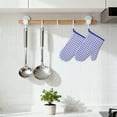 thumbnail image 2 of Unique Bargains Oven Mitts Pot Holders Heat Resistant Kitchen Gloves Blue 10.6x7.1inch, 2 of 7