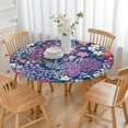 thumbnail image 3 of Pioneer Flower Floral Print Pattern Round Fitted Tablecloth with Elastic Edge,Dining Table Cover Waterproof,Outdoor Round Tablecloth for Camping,Dining,Indoor and Outdoor, 3 of 7