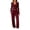 Wine #02, variant on Women’s 2 Piece Lounge Set, V-Neck Long Sleeve Ribbed Knit Crop Top, Drawstring Waist Wide Leg Pants with Pockets, Casual Airport Travel & Fall Resort Outfit L