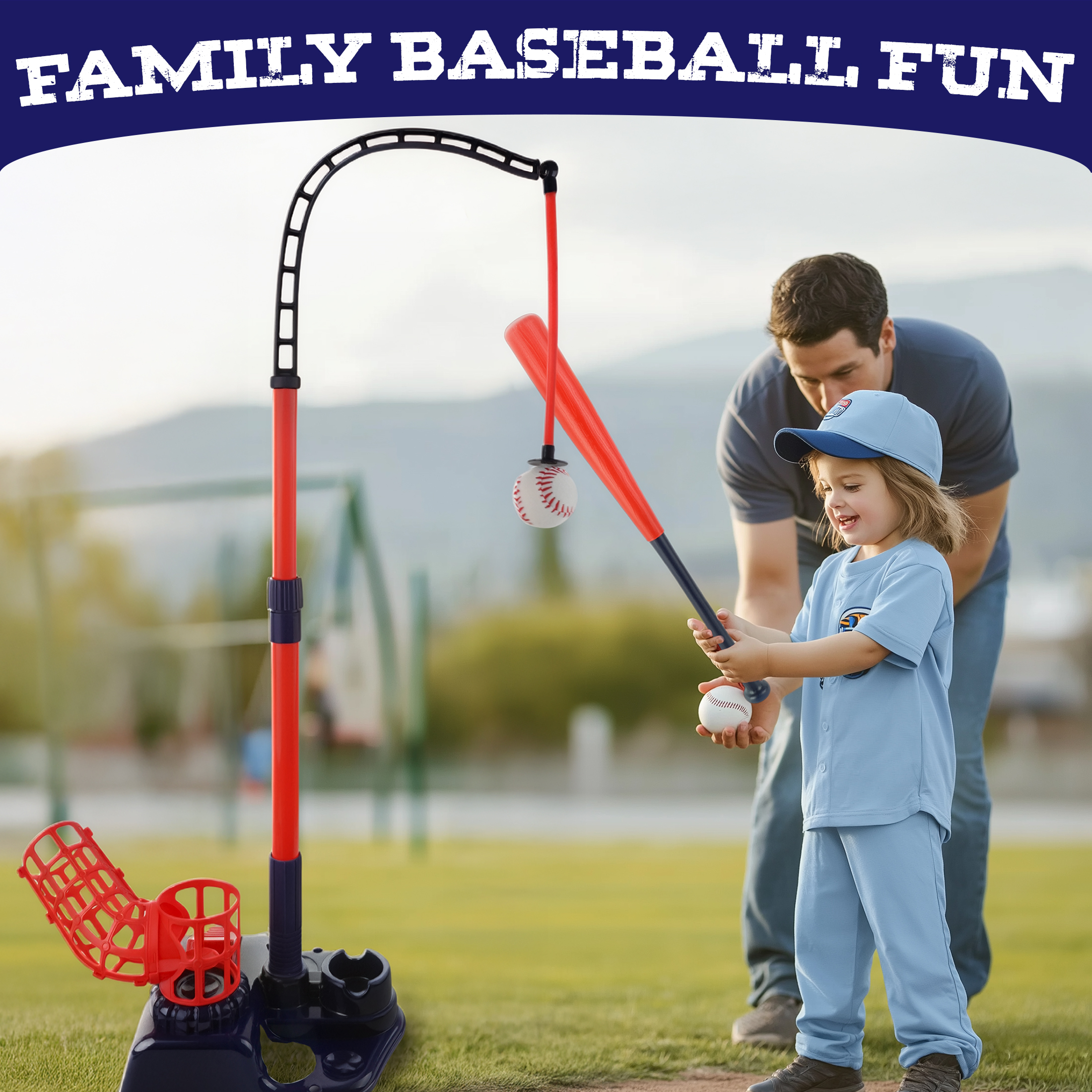 YCFUN T Ball Set for Kids, 3-in-1 Outdoor T Ball Toy with Adjustable Height Stand, Baseball Sport Toys for Kids Boys Girls 3-8 Years