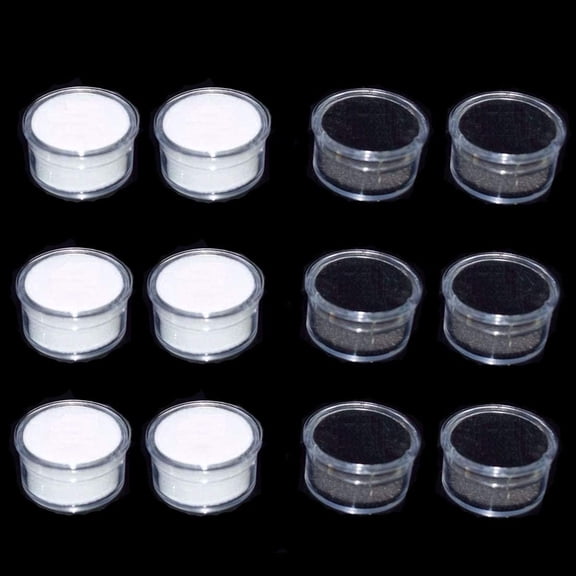 BZUEPRS 12Pcs Small Loose Diamond Gemstone Display Box Round Jewelry Show Box Case Container Holder with Clear Top Lids and Sponge, White and Black