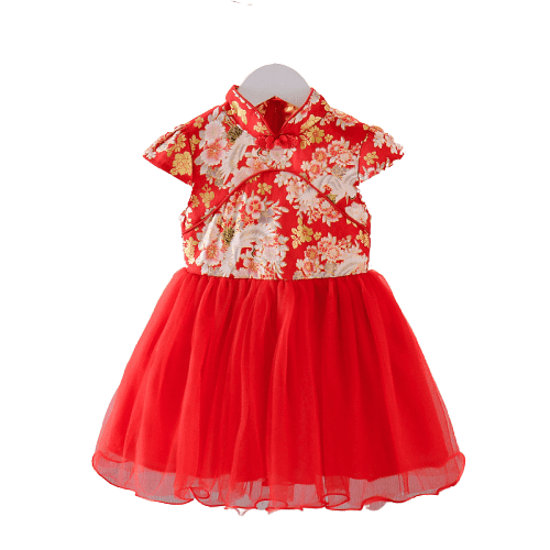 Toddler Kids Baby Girls Cheongsam Tulle Dresses Princess Dress Outfits Clothes 