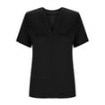 thumbnail image 5 of Womens Tops 2025 Fashion Plus Size Casual New Large Size V-Neck Short-Sleeved Color Matching Bottoming Shirt T-Shirt Top, 5 of 7
