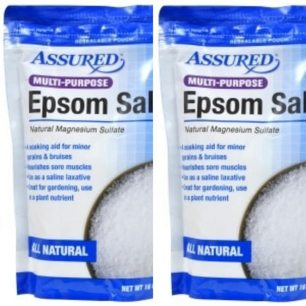 2 Packs All Natural Epsom Salt, Multi Purpose 16 oz. Bags