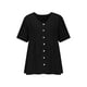 thumbnail image 4 of Craaazy Women's Casual V Neck Blouse, Solid Color Short Sleeve Button Down Shirt, Loose Fit Comfy Breathable Cotton Linen Tops for Daily Wear Gifts, 4 of 6